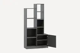 Стеллаж Moreli Paul FPA-0003 с открытыми полками и дверцей 840х1650х370 мм Антрацит