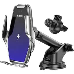 Автодержатель с беспроводной зарядкой Hoco S14 Plus Wireless серебристый