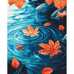 Картина за номерами на підрамнику Brushme Золоті листочки на воді