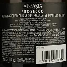 Ігристе вино Abbazia Prosecco Spumante DOC Extra Dry, біле, екстра-драй, 0.75 л - мініатюра 5