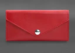Кожаный клатч (портмоне) на кнопке 5.0 красный краст