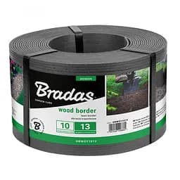 Бордюр рівний газонний Bradas WOOD BORDER 130 мм х 2,8 мм х 10 м сірий OBWGY1013