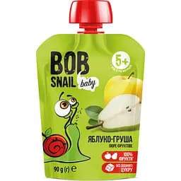 Пюре фруктове Bob Snail Яблуко-Груша, пастеризоване 900 г (10 шт. по 90 г) - мініатюра 2