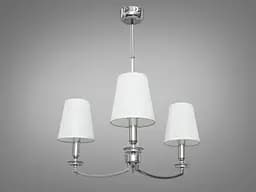 Люстра с тканевыми абажурами выполнена в классическом стиле на три лампы.