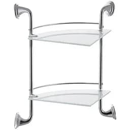 Стеклянная полка в ванную угловая 2-ярусная Zerix LR1507-2 LL1408, Хром