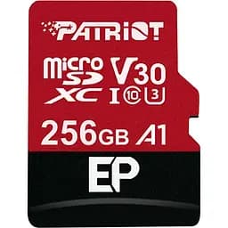 Карта памяти Patriot 256GB microSDXC UHS-I/U3 Class 10 EP A1 R90/W80MB/s (PEF256GEP31MCX)