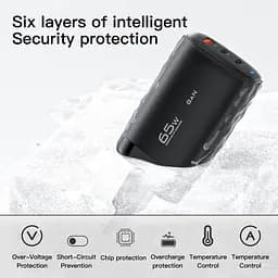 Блок зарядний мережевий адаптер Essager Shining 65W 3 порти 2 Type-c + USB-A чорний - мініатюра 2