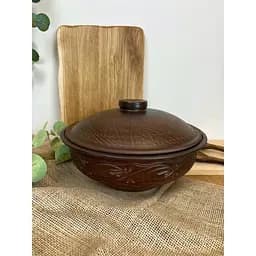 Кастрюля для шашлыка под саж керамическая (глиняная) резная Ангоб 4 л