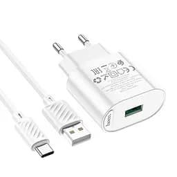 Зарядний пристрій Hoco C109A USB QC 18W білий + кабель USB to Type-C - мініатюра 3