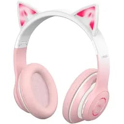 Беспроводные наушники накладные XO BE38 Cats Ear с ушками кота Гарнитура стерео розовая