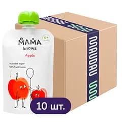 Упаковка пюре Mama knows Яблочное без сахара 900 г (90 г х 10 шт.)