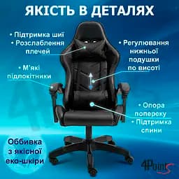 Геймерське крісло 4Points GT Чорне - мініатюра 10