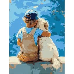 Картина по номерам "Мальчик и пес" ©art_selena_ua Ideyka KHO8639, 30x40 см