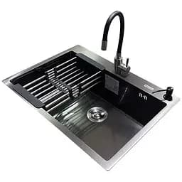 Комплект мийка + змішувач Romzha Arta U-650S Max BL (C)