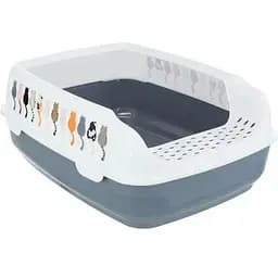 Туалет Trixie Delio для кошек с рамкой серый/белый 38х20х50 см (пластик)