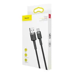 Кабель Baseus cafule Cable USB For Type - C 3A 0.5 M Gray + Black - мініатюра 2