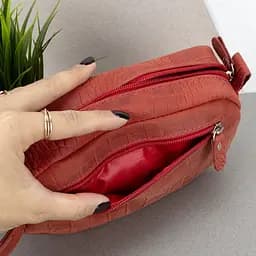 Косметичка жіноча шкіряна HandyCover HC0029 червона з ручкою - мініатюра 4
