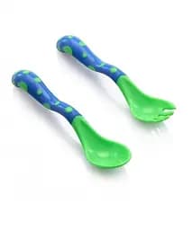 Ложка та виделка Nuby з нековзним покриттям, синій з зеленим (5256blugrn)