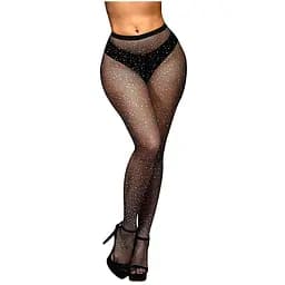 Колготки Sexy Shine з відкритим доступом і стразами XS-M (1/2/3) Чорний