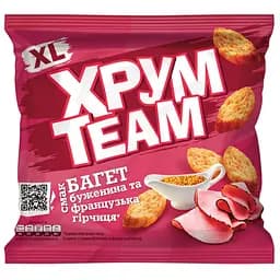 Сухарики ХрумTeam Багет зі смаком буженини та французької гірчиці 90 г