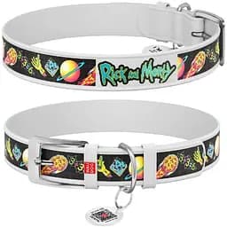 Нашийник для собак Waudog Design шкіряний з QR паспортом малюнок Рік та Морті 3 M