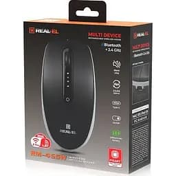 Комп'ютерна мишка Real-El RM-455W Wireless/Bluetooth Black/Gray (EL123200047) - мініатюра 9