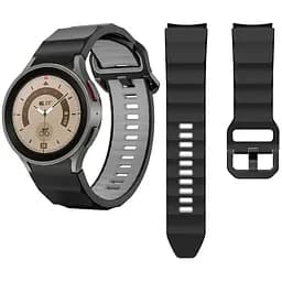 Ремінець для Samsung Galaxy Watch 5 44mm - чорно-сірий ширина кріплення 20мм силікон розмір L Watchbands Ribbed (W11-5WB12244133)