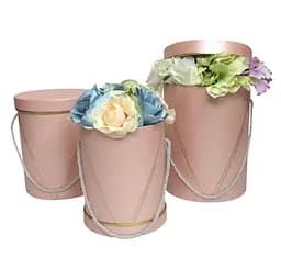 Набор подарочных коробок UFO Pink, круглая высокая, W9319, 3 шт. (W9319 Набор 3 шт PINK круг. высо)