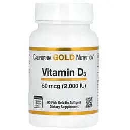 Вітамін Д-3 California Gold Nutrition Vitamin D3 50 mcg (2000IU) 90 softgels