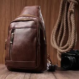 Зручна слінг сумка для жінок з екошкіри Vintage 22747 коричнева - мініатюра 9