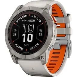 Смарт-годинник Garmin Fenix 7X Pro Sapphire Solar Titanium w. Fog Gray/Ember O. Band (010-02778-14/15/64)