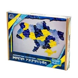 Деревянный пазл Puzzleok Карта Украины сине-желтая
