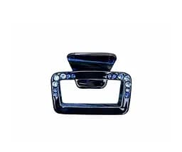 Заколка-краб прямоугольная для волос 5 см со стразами пластиковая с металлическим механизмом Темно-синий