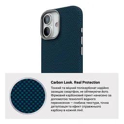 Карбоновый чехол для Apple iPhone 17, LikeCarbon2 MagCase, синий, тонкий защитный чехол-панель из поликарбоната с магнитами N52, MagSafe, противоударный, совместим с беспроводной зарядкой, приподнятые края для защиты камеры, ArmorStandart (ARM88613) - мініатюра 7