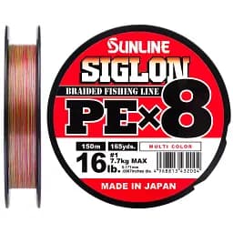 Шнур Sunline Siglon PE х8 150 м (мульти.) 1.0/0.171 мм 16 lb/7.7 кг