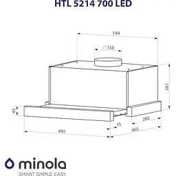 Витяжка телескопічна Minola HTL 5214 BL 700 LED - мініатюра 9