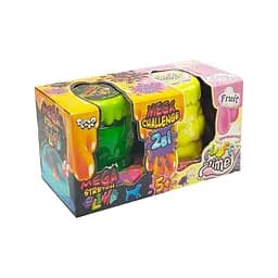 Вязкая масса 2 в 1 "Mega Stretch Slime" и "Fluffy Slime" Danko Toys FLS-03-01U Желтый-зеленый