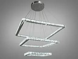 Люстра стельова LED Diasha 7220-9W/650+500+340HR Люксовий Каскад, 110W, кришталева, хром, сучасний стиль - мініатюра 2