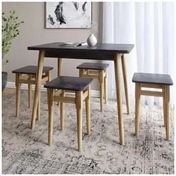 Обеденный комплект для кухни Майами-2 ПВХ кромка 0,45 мм стол и 4 табурета Бетон темный (LION-041239)