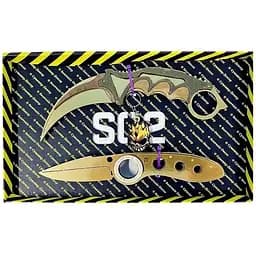 Набір сувенірних дерев'яних ножів Сувенір-декор SO-2 Керамбіт Gold and Викидуха Фліп Gold SO2-7-B