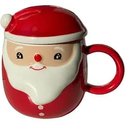 Кружка новогодняя Olens O8030-218-1 Морозко с керамической крышкой 360 мл Красная