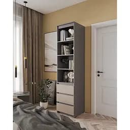 Пенал открытый с шухлядами Moreli T-219 500x2117x498 мм Антрацитовый/Капучино (mo-t219-antracit-capuch)