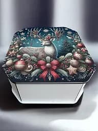 Новорічна коробка Подарункова коробка квадратна (ХДФ) 19x19x10 см. №6
