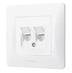 Розетка Videx Binera CAT6+CAT6 подвійна комп'ютерна біла (VF-BNSK2PC6-W) - мініатюра 2