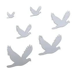 Дзеркальний декор Wall Sticker SW-00002520 акриловий самоклеючий Птахи 6 шт. срібло