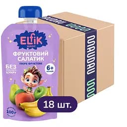 Уцінка. Набір пюре фруктове Elfik Magic Фруктовий салатик 1800 г (18 шт. х 100 г)
