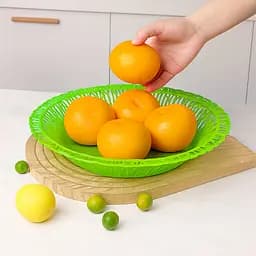 Фруктовниця пластикова кругла тарілка підставка для фруктів Ø 28 см Зелений 87876