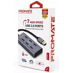 Концентратор Promate USB Hub 7 ports (ezhub-7.grey) (ezhub-7.grey) - мініатюра 2