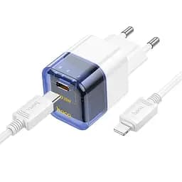 Адаптер мережевий HOCO Type-C to Lightning cable Transparent tribute single-port C125A |1Type-C, PD/QC, 20W/3A|