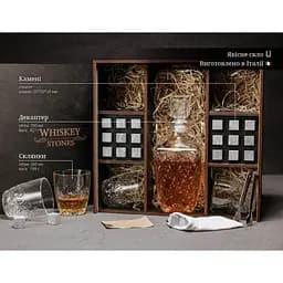 Подарунковий набір Whiskey Stones камені для віскі в дерев'яному пеналі №8 + декантер і 4 склянки Rocco Dedalo + щипці + мішечок - мініатюра 8